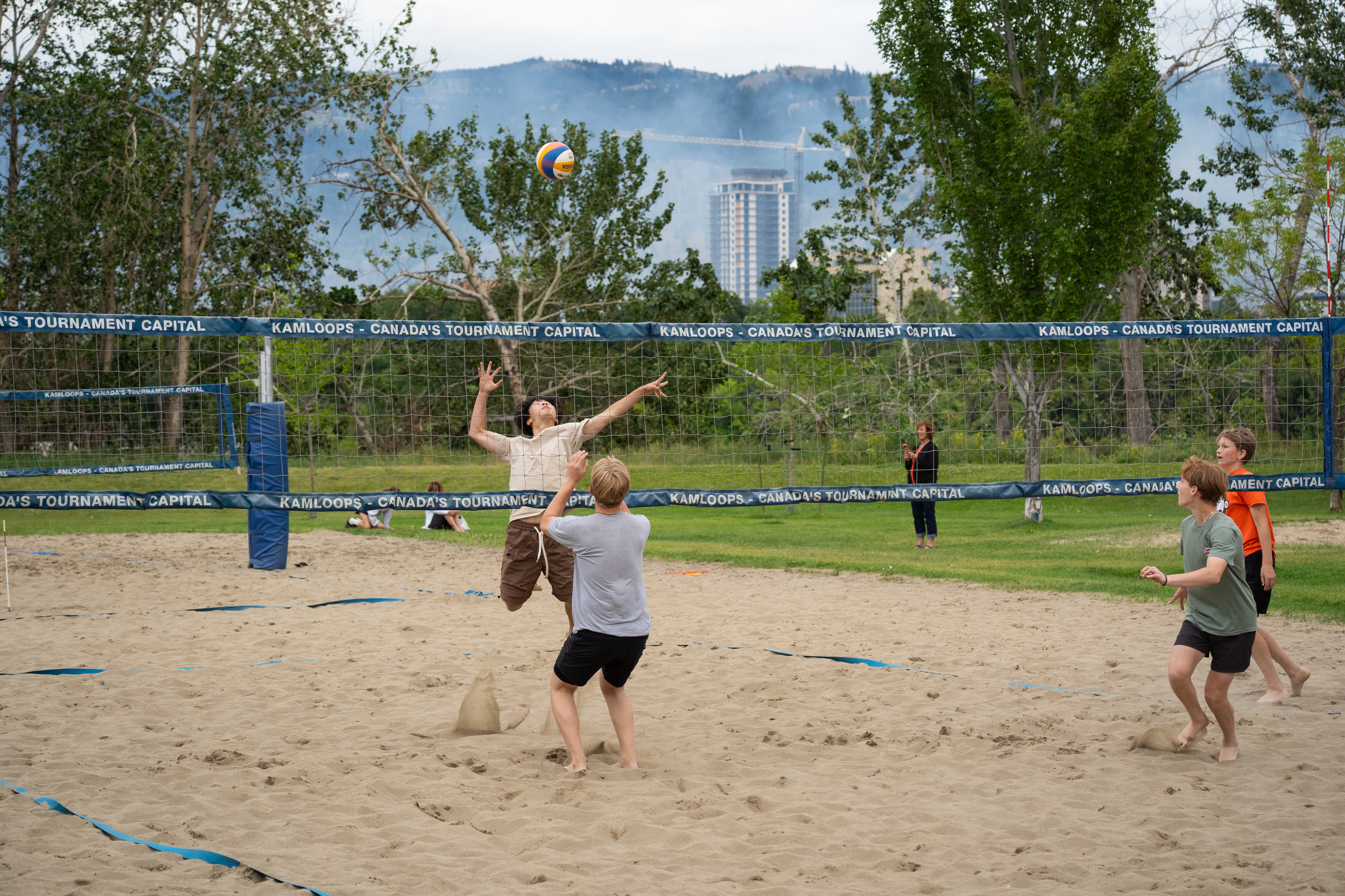 Beach volleyball training on sand